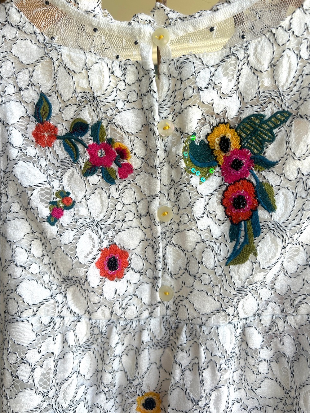 Maeve Anthropologie Macie tank embroidered sequins white lace 0 Petite - Picture 5 of 9